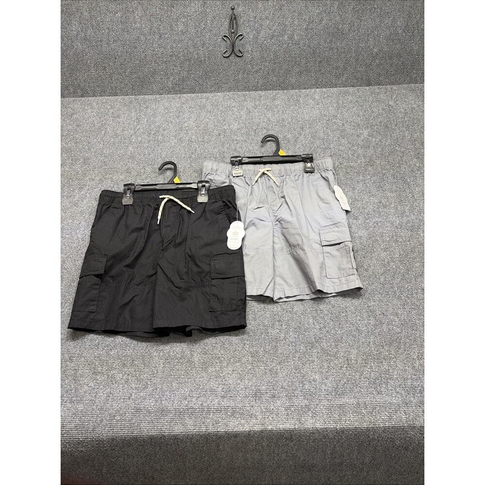 Lot Of 2 Wonder Nation Cargo Shorts Boy's Sz 10/12 Husky Black Drawstring NWT